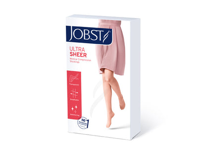 Front view of JOBST UltraSheer compression tights in product box.