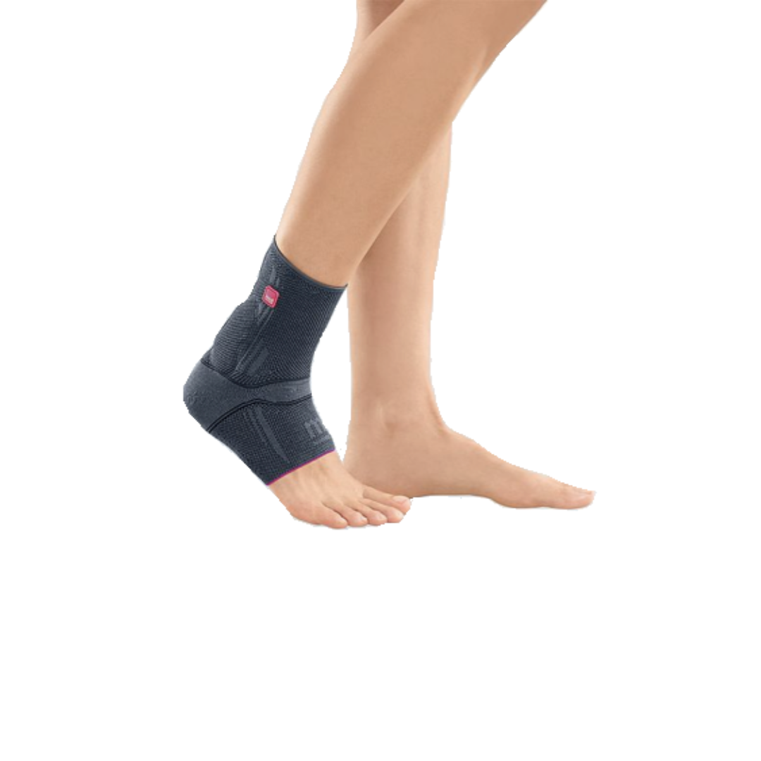 Lower legs of model in Achimed ankle support in jean colour.