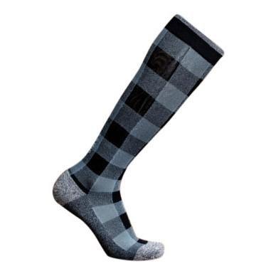 Lunatik Lumber Jack compression sock in grey on white background.