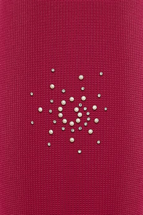 Sparkling Swarovski pearl and crystal design on cherry red socks.