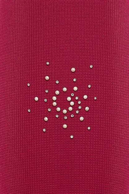 Sparkling Swarovski pearl and crystal design on cherry red socks.